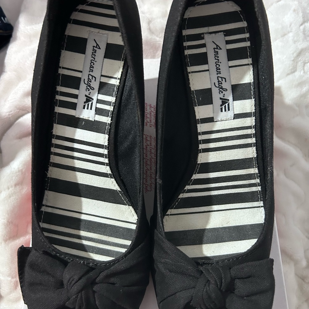 American Eagle Outfitters Black Wedge Shoes with Bow
